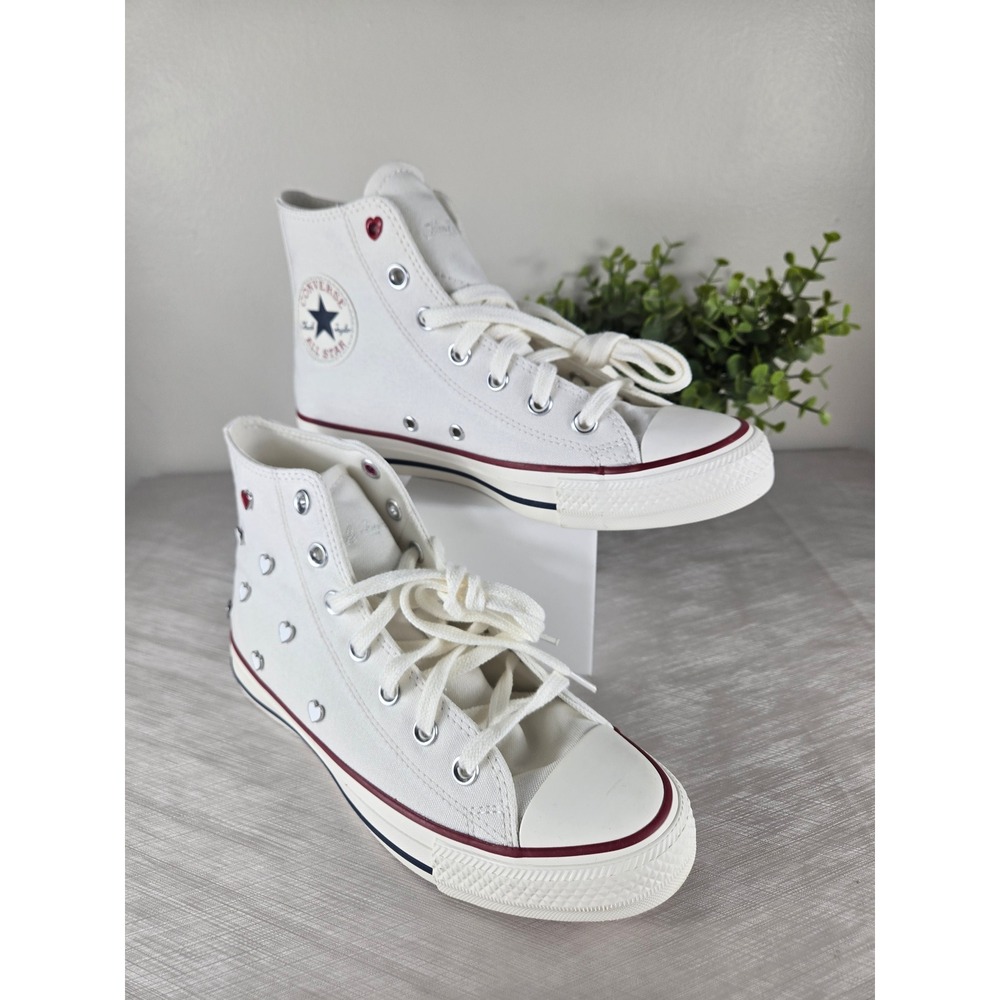 Converse Chuck Taylor All Star Hi Hearts Vintage White A19055C Womens 7.5